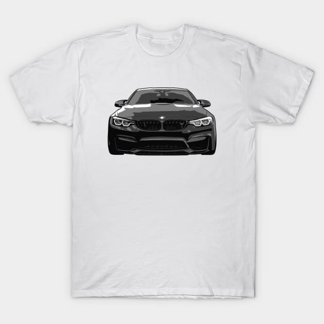 Grey BMW M4 Illustration T-Shirt by KAM Std